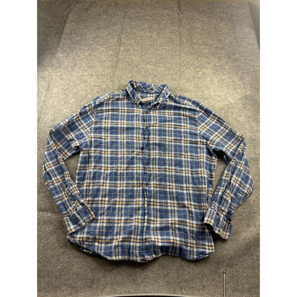 Johnnie-O Surflannel Men's XL Western Flannel Blue Plaid Soft Cotton Blend Shirt